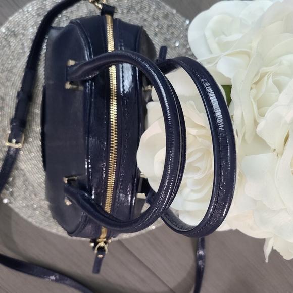 Like New - Navy Blue Patent Leather Kate Spade Bag w/ Crossbody Strap - Picture 5 of 16